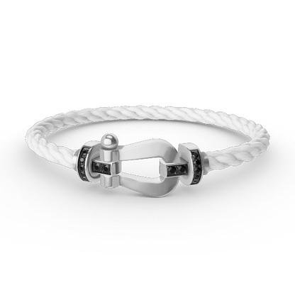 [AuraEcho Jewelry]FORCE LARGE HORSESHOE BLACK DIAMOND BRACELET SILVER