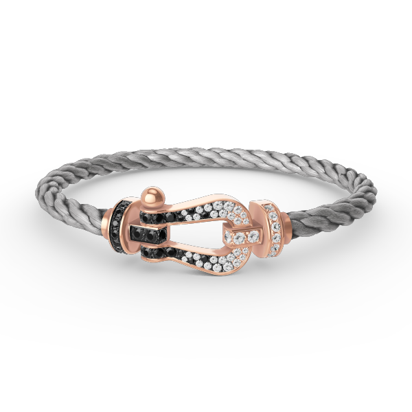 [AuraEcho Jewelry]FORCE LARGE HORSESHOE BLACK WHITE DIAMOND BRACELET ROSE GOLD