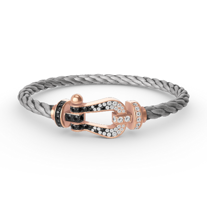 [AuraEcho Jewelry]FORCE LARGE HORSESHOE BLACK WHITE DIAMOND BRACELET ROSE GOLD