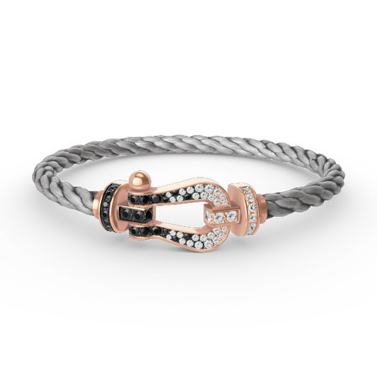 [AuraEcho Jewelry]FORCE LARGE HORSESHOE BLACK WHITE DIAMOND BRACELET ROSE GOLD