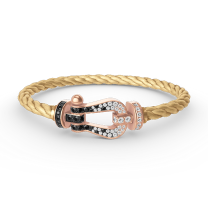 [AuraEcho Jewelry]FORCE LARGE HORSESHOE BLACK WHITE DIAMOND BRACELET ROSE GOLD