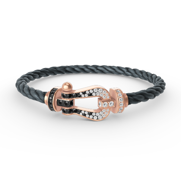 [AuraEcho Jewelry]FORCE LARGE HORSESHOE BLACK WHITE DIAMOND BRACELET ROSE GOLD