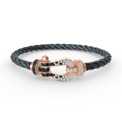 [AuraEcho Jewelry]FORCE LARGE HORSESHOE BLACK WHITE DIAMOND BRACELET ROSE GOLD