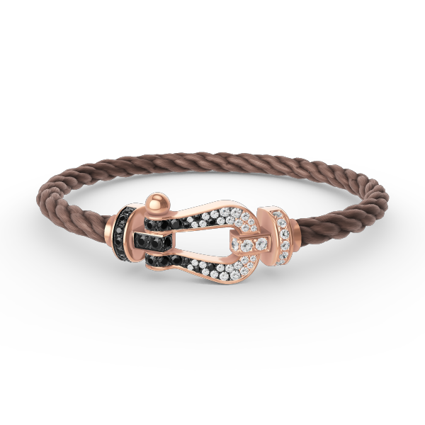 [AuraEcho Jewelry]FORCE LARGE HORSESHOE BLACK WHITE DIAMOND BRACELET ROSE GOLD