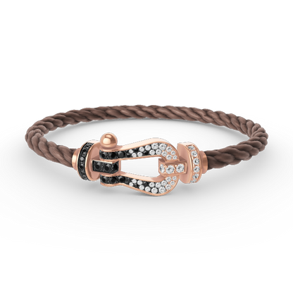 [AuraEcho Jewelry]FORCE LARGE HORSESHOE BLACK WHITE DIAMOND BRACELET ROSE GOLD