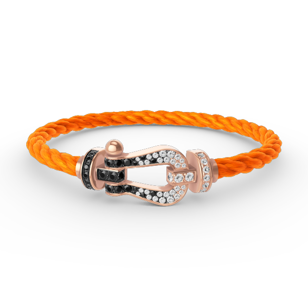 [AuraEcho Jewelry]FORCE LARGE HORSESHOE BLACK WHITE DIAMOND BRACELET ROSE GOLD