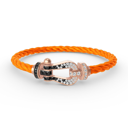 [AuraEcho Jewelry]FORCE LARGE HORSESHOE BLACK WHITE DIAMOND BRACELET ROSE GOLD