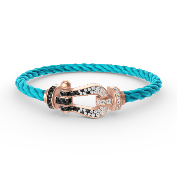[AuraEcho Jewelry]FORCE LARGE HORSESHOE BLACK WHITE DIAMOND BRACELET ROSE GOLD