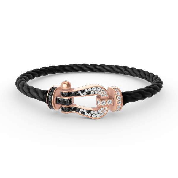 [AuraEcho Jewelry]FORCE LARGE HORSESHOE BLACK WHITE DIAMOND BRACELET ROSE GOLD
