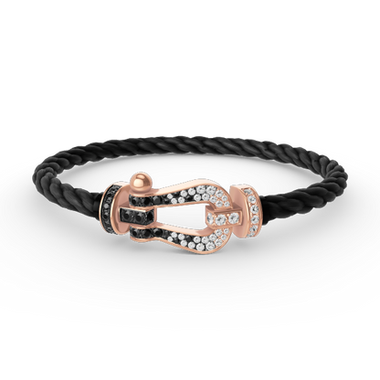 [AuraEcho Jewelry]FORCE LARGE HORSESHOE BLACK WHITE DIAMOND BRACELET ROSE GOLD