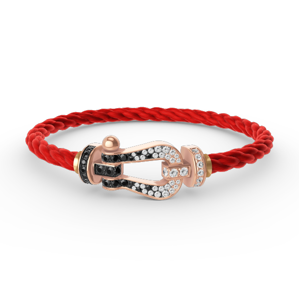 [AuraEcho Jewelry]FORCE LARGE HORSESHOE BLACK WHITE DIAMOND BRACELET ROSE GOLD