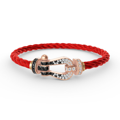 [AuraEcho Jewelry]FORCE LARGE HORSESHOE BLACK WHITE DIAMOND BRACELET ROSE GOLD