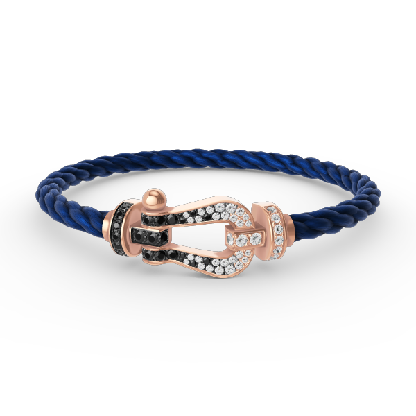 [AuraEcho Jewelry]FORCE LARGE HORSESHOE BLACK WHITE DIAMOND BRACELET ROSE GOLD
