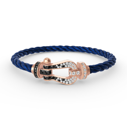 [AuraEcho Jewelry]FORCE LARGE HORSESHOE BLACK WHITE DIAMOND BRACELET ROSE GOLD