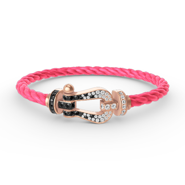 [AuraEcho Jewelry]FORCE LARGE HORSESHOE BLACK WHITE DIAMOND BRACELET ROSE GOLD
