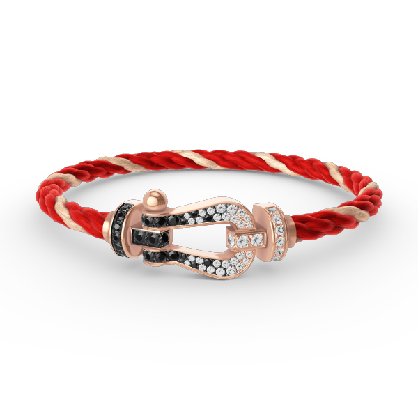 [AuraEcho Jewelry]FORCE LARGE HORSESHOE BLACK WHITE DIAMOND BRACELET ROSE GOLD
