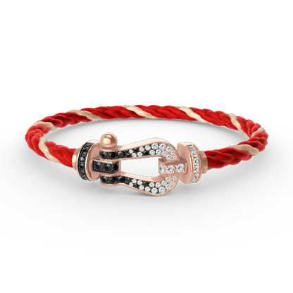 [AuraEcho Jewelry]FORCE LARGE HORSESHOE BLACK WHITE DIAMOND BRACELET ROSE GOLD
