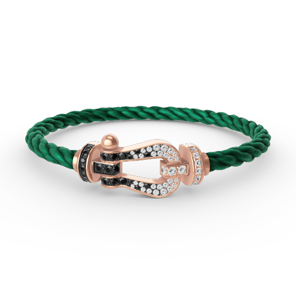 [AuraEcho Jewelry]FORCE LARGE HORSESHOE BLACK WHITE DIAMOND BRACELET ROSE GOLD