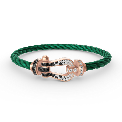 [AuraEcho Jewelry]FORCE LARGE HORSESHOE BLACK WHITE DIAMOND BRACELET ROSE GOLD