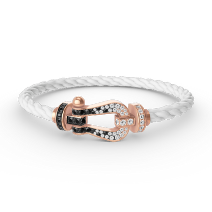 [AuraEcho Jewelry]FORCE LARGE HORSESHOE BLACK WHITE DIAMOND BRACELET ROSE GOLD