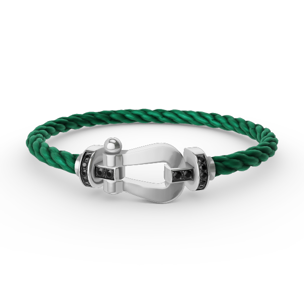 [AuraEcho Jewelry]FORCE LARGE HORSESHOE BLACK DIAMOND BRACELET SILVER