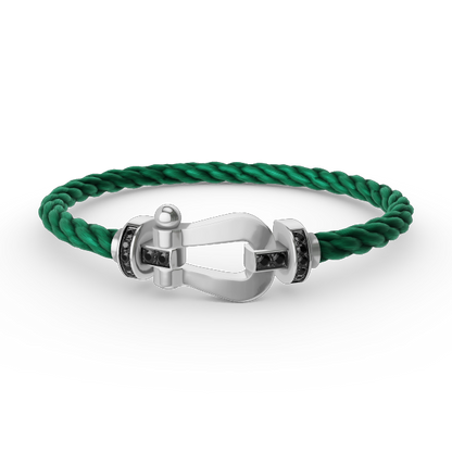 [AuraEcho Jewelry]FORCE LARGE HORSESHOE BLACK DIAMOND BRACELET SILVER