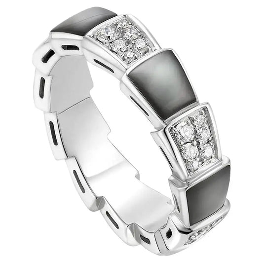 [AuraEcho Jewelry]SERPENTI RING SILVER DIAMOND BLACK MOP 4MM