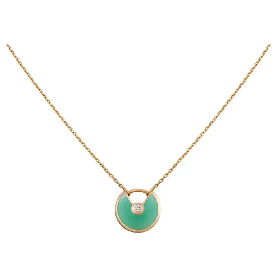 [AuraEcho Jewelry]AMULETTE GOLD MALACHITE NECKLACE