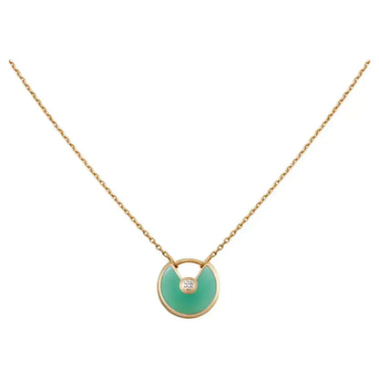 [AuraEcho Jewelry]AMULETTE GOLD MALACHITE NECKLACE