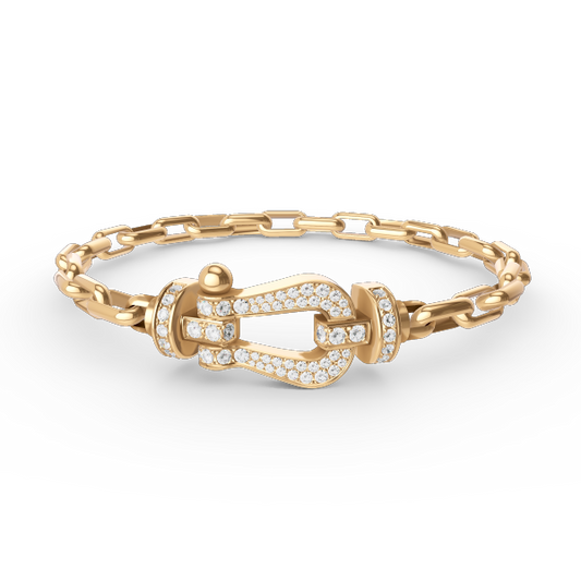 [AuraEcho Jewelry]FORCE LARGE HORSESHOE CLASP  METAL BRACELET