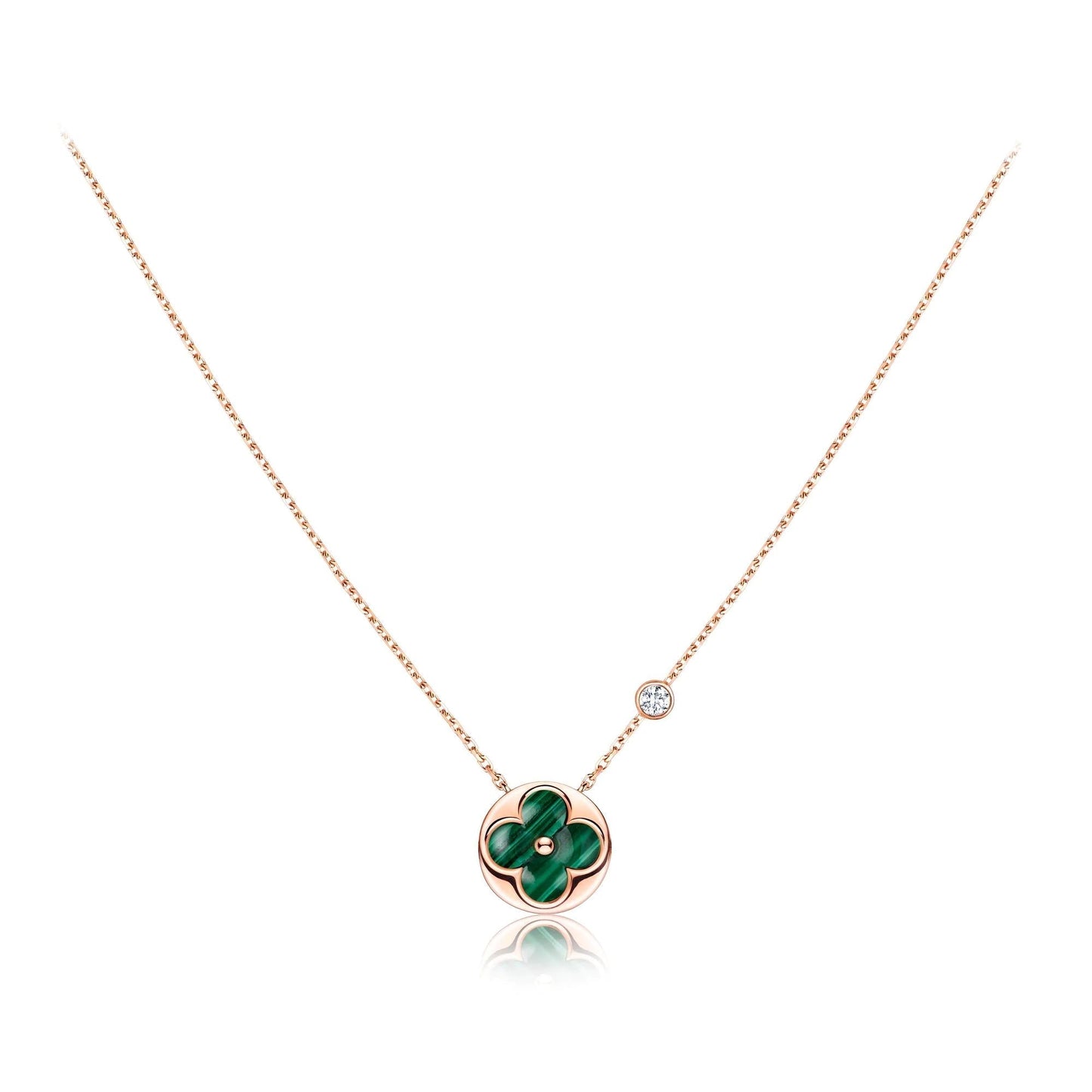 [AuraEcho Jewelry]SUN PEDANT PINK GOLD 1 DIAMOND NECKLACE