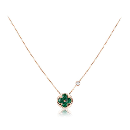 [AuraEcho Jewelry]SUN PEDANT PINK GOLD 1 DIAMOND NECKLACE