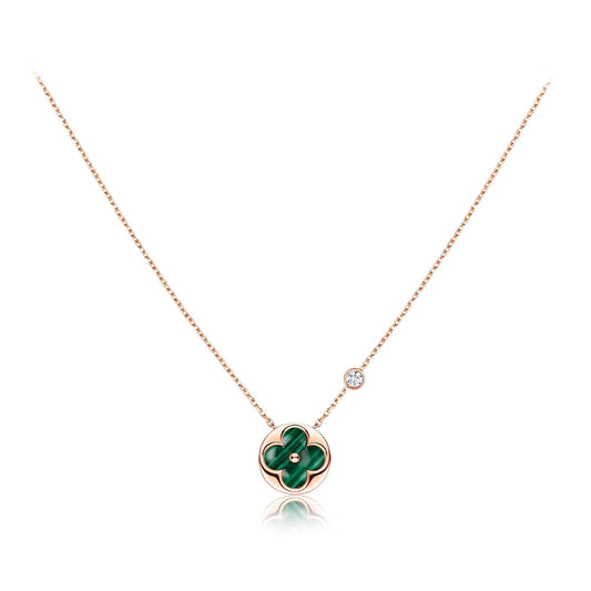 [AuraEcho Jewelry]SUN PEDANT PINK GOLD 1 DIAMOND NECKLACE