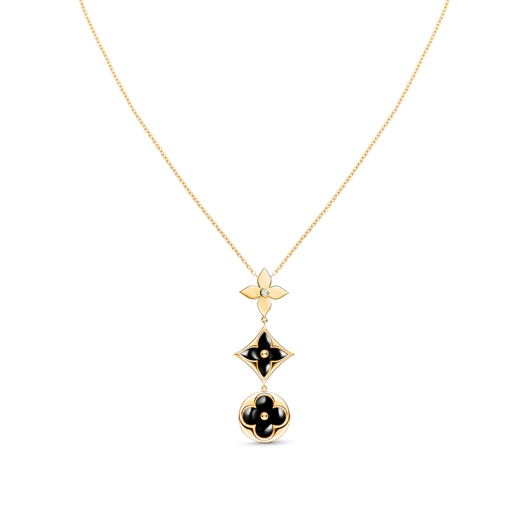 [AuraEcho Jewelry]STAR AND SUN ONYX PINK GOLD NECKLACE