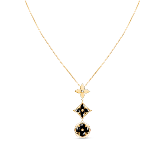 [AuraEcho Jewelry]STAR AND SUN ONYX PINK GOLD NECKLACE