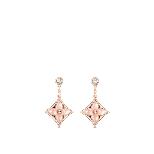 [AuraEcho Jewelry]DOUBLE STAR PINK GOLD MOP DROP EARRINGS