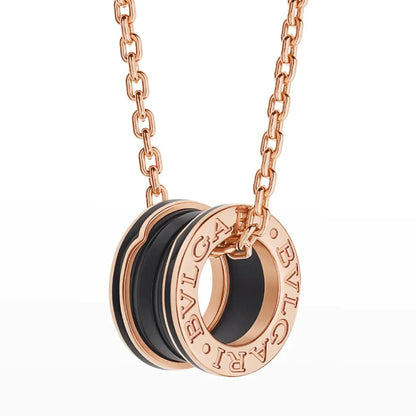 [AuraEcho Jewelry]ZERO 1 BLACK CERAMIC PINK GOLD NECKLACE