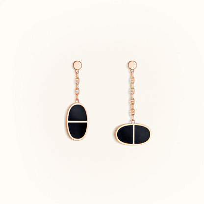 [AuraEcho Jewelry]CHAINE VERSO BLACK CERAMIC EARRINGS