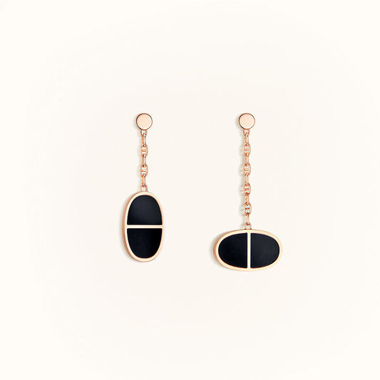 [AuraEcho Jewelry]CHAINE VERSO BLACK CERAMIC EARRINGS
