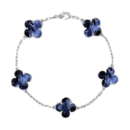 [AuraEcho Jewelry]CLOVER 5 MOTIF PIETERSITE SILVER BRACELET