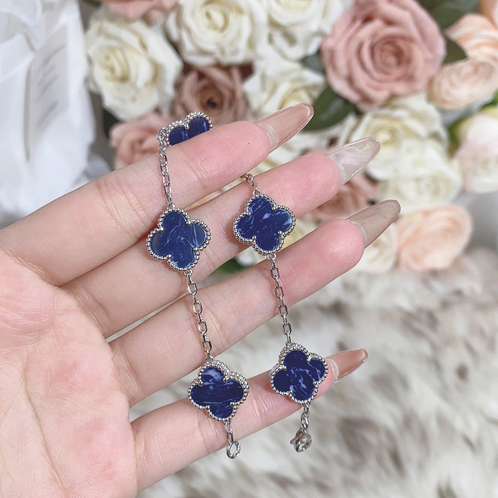 [AuraEcho Jewelry]CLOVER 5 MOTIF PIETERSITE SILVER BRACELET