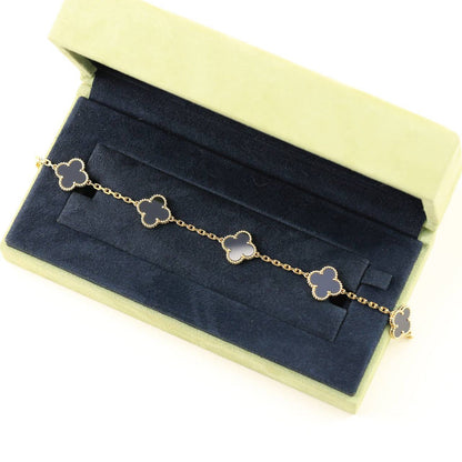 [AuraEcho Jewelry]CLOVER  5 MOTIFS BLACK ONYX BRACELET