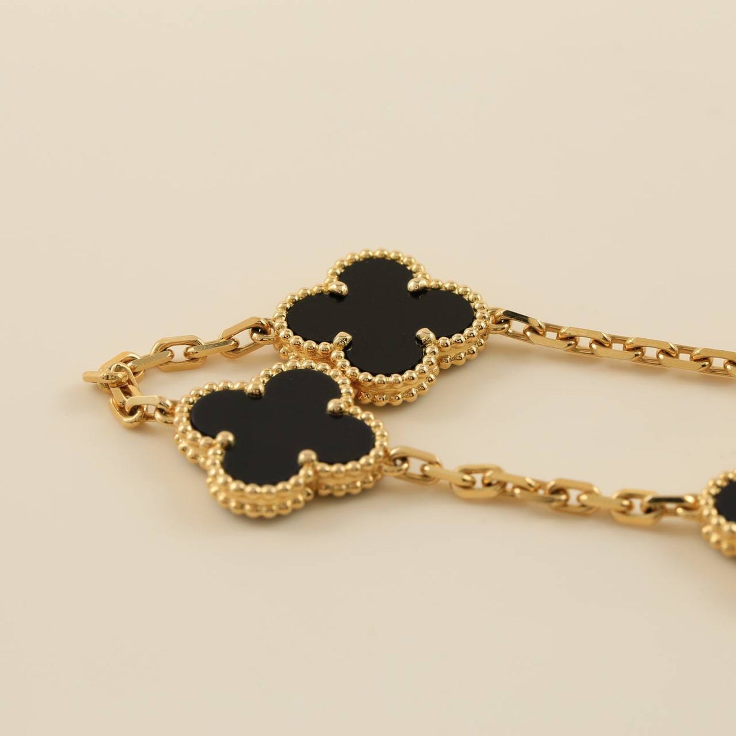 [AuraEcho Jewelry]CLOVER  5 MOTIFS BLACK ONYX BRACELET