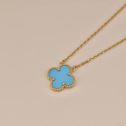 [AuraEcho Jewelry]CLOVER 15MM VINTAGE TURQUOISE NECKLACE
