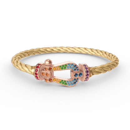 [AuraEcho Jewelry]FORCE LARGE HORSESHOE  COLORED DIAMOND BRACELET ROSE GOLD