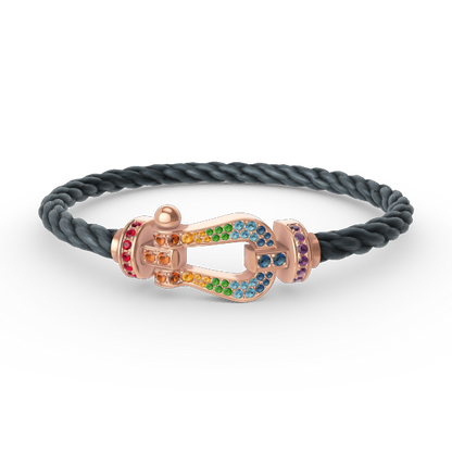 [AuraEcho Jewelry]FORCE LARGE HORSESHOE  COLORED DIAMOND BRACELET ROSE GOLD