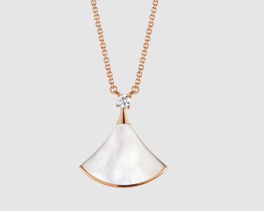 [AuraEcho Jewelry]DREAM NECKLACE WHITE MOP PINK GOLD 1 DIAMOND