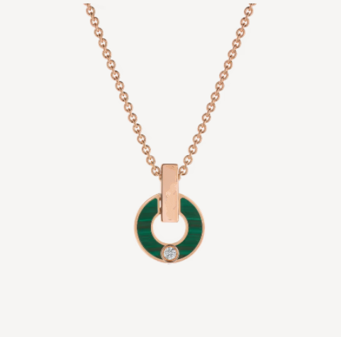 [AuraEcho Jewelry]GARI NECKLACE PINK GOLD MALACHITE