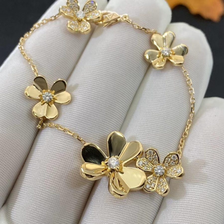 [AuraEcho Jewelry]FRIVOLE GOLD 5 FLOWERS BRACELET
