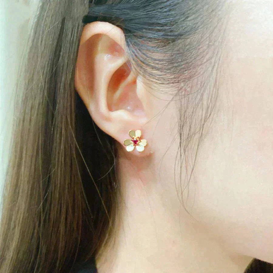 [AuraEcho Jewelry]FRIVOLE  FLOWER PINK EARRINGS